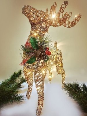 Новорічний Олень 120 см, Новорічна світлодіодна фігура LED світиться, золотий колір, декоративний олень 10138 фото