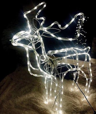 Світлодіодний Олень з поворотом голови (світиться) 120 см, білий, Гірлянда фігура Новорічний Олень 10143 фото
