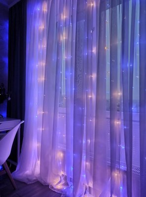 Світлодіодна гірлянда штора водоспад 280 LED 3х2 м, мультикольоровий, новорічна гірлянда штора крапля роси 10098 фото