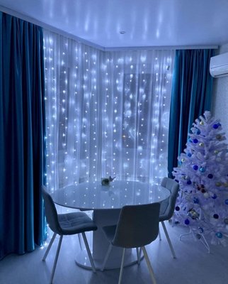 Світлодіодна гірлянда штора водоспад 280 LED 3х2 м, холодний білий, новорічна гірлянда штора крапля роси 10099 фото
