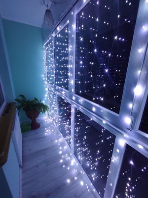 Світлодіодна гірлянда штора водоспад 200 LED 2х2 м, холодний білий, новорічна гірлянда штора крапля роси 10102 фото