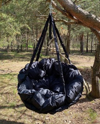 Підвісна гойдалка крісло гамак з круглою подушкою навантаження 200 кг Чорний (кольорів є багато) 10015 фото