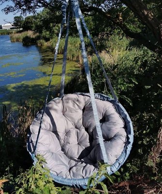 Підвісна гойдалка крісло гамак з круглою подушкою навантаження 200 кг Сірий (кольорів є багато) 10016 фото