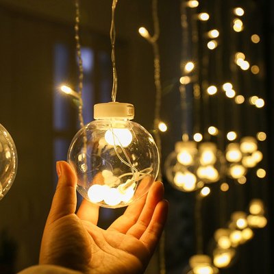Гірлянда Штора LED кульки 12 шт 3м*1м, теплий білий, новорічна світлодіодна гірлянда на вікно з наповненням 10109 фото