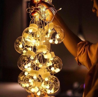 Гірлянда Штора LED кульки 12 шт 3м*1м, холодний білий, новорічна світлодіодна гірлянда на вікно з наповненням 10111 фото
