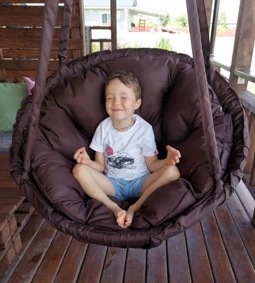 Підвісна гойдалка крісло гамак з круглою подушкою навантаження 200 кг Коричневий (кольорів є багато) 10021 фото