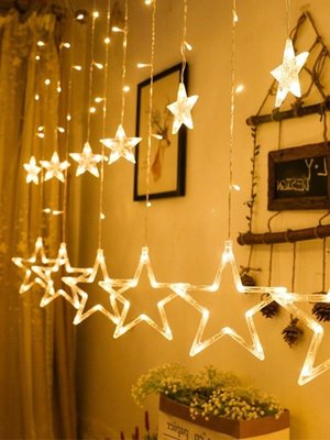 Гірлянда Штора зірочки 12 шт, 3м*1м теплий білий, новорічна світлодіодна LED гірлянда зірки на вікно 10116 фото